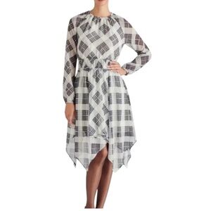 Steve Madden Plaid Black and White Women's Dress Sharkbite Hem